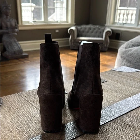 Christian Louboutin turelastic brown cosme suede ankle boot 85mm sz 39.5 - Picture 6 of 12